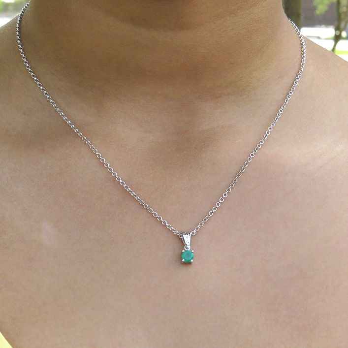 Birthstone Solitaire Pendant - Emerald