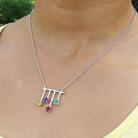 Birthstone Party Necklace - Amethyst, Emerald, ruby, Peridot