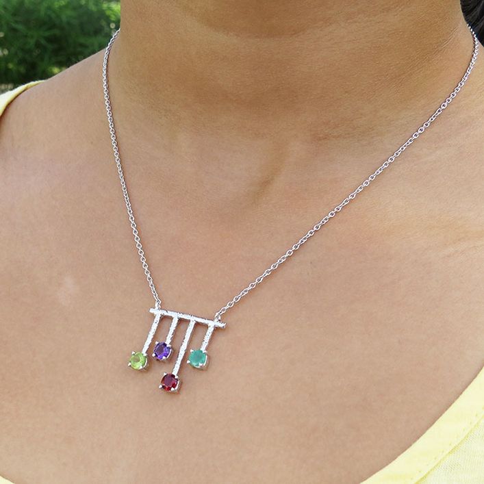 Birthstone Party Necklace - Amethyst, Emerald, ruby, Peridot