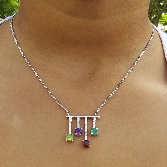 Birthstone Party Necklace - Amethyst, Emerald, ruby, Peridot
