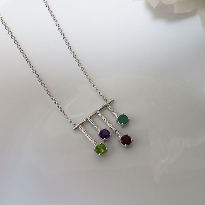 Birthstone Party Necklace - Amethyst, Emerald, ruby, Peridot