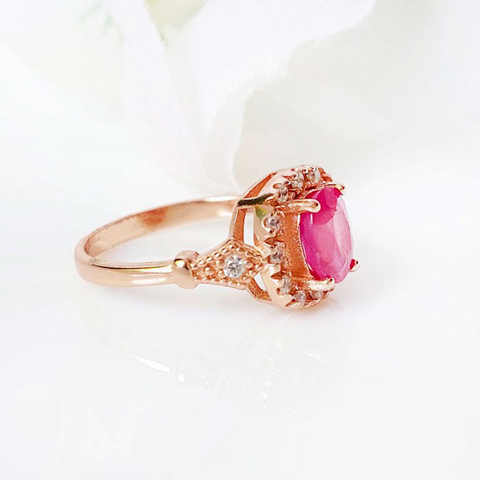 Rosette Charm Ruby Ring