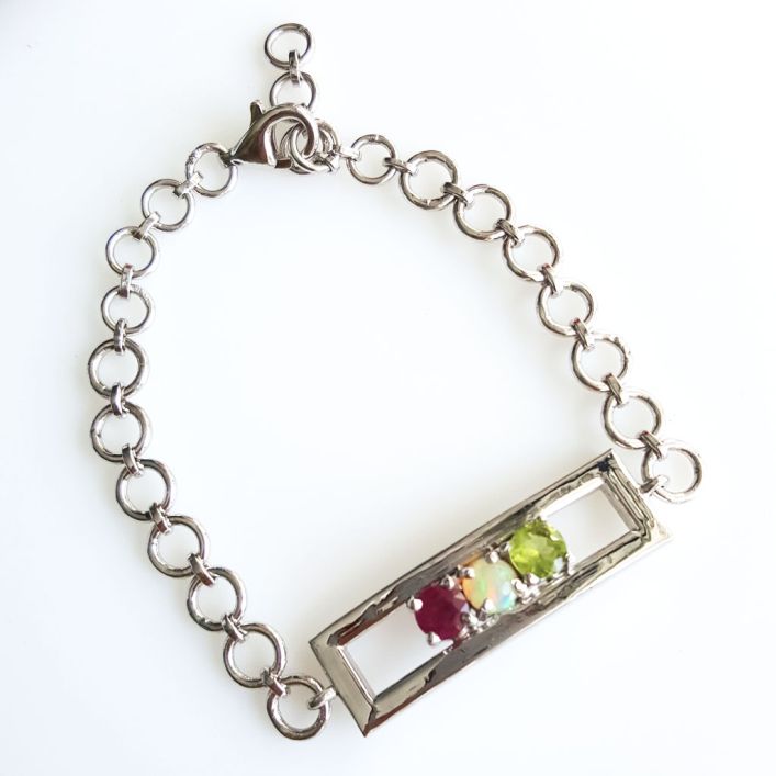 Birthstone Sisters bracelet - Amethyst, Ruby, Onyx