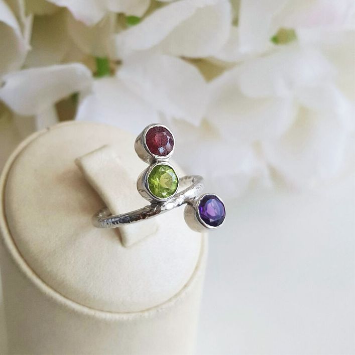 and Amethyst Women's Ring in 925 Sterling Silver