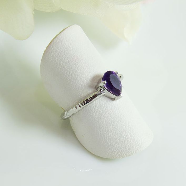 Birthstone Dewdrop Ring - Amethyst