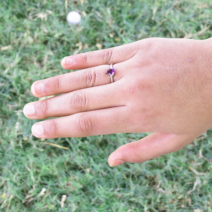 Birthstone Dewdrop Ring - Amethyst