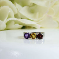 Birthstone Trio Ring-Garnet,Citrine,Ametyest