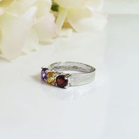 Birthstone Trio Ring-Garnet,Citrine,Ametyest
