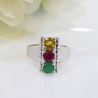 Birthstone Dangal Ring - Emerald, Ruby ,Citrine