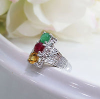Birthstone Dangal Ring - Emerald, Ruby ,Citrine