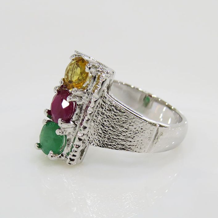 Birthstone Dangal Ring - Emerald, Ruby ,Citrine