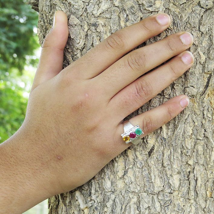 Birthstone Dangal Ring - Emerald, Ruby ,Citrine
