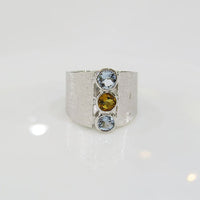 Birthstone Attitude Ring-Aquamarine,Citrine