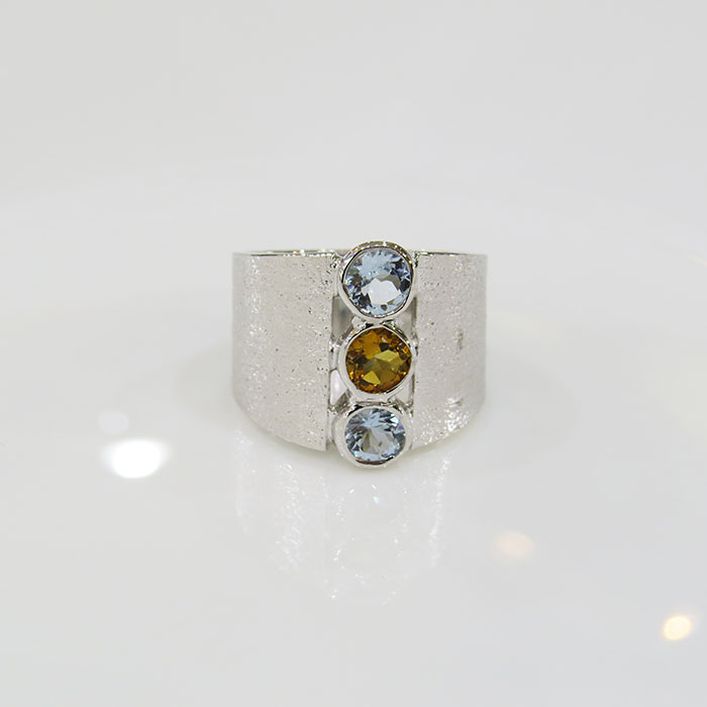 Birthstone Attitude Ring-Aquamarine,Citrine