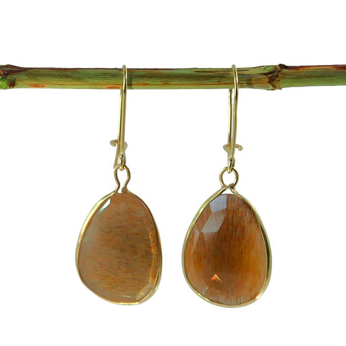 Classic Golden Moonstone Earrings