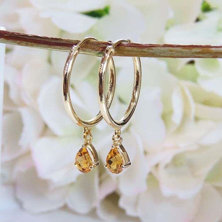 Birthstone Classic Hoops - Citrine