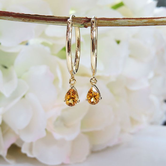 Birthstone Classic Hoops - Citrine