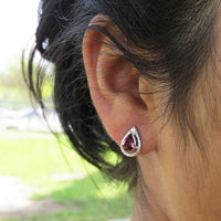 Birthstone Dewdrop Earrings - Garnet