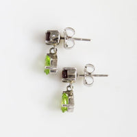 Birthstone Evergreen Earrings - Garnet, Peridot