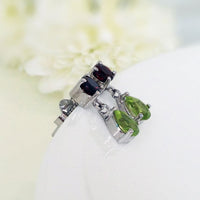 Birthstone Evergreen Earrings - Garnet, Peridot