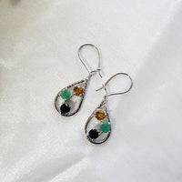 Birthstone Teardrop Earrings - Citrine, Emerald, Onyx