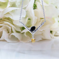 Birthstone Victory Necklace - Onyx, Citrine