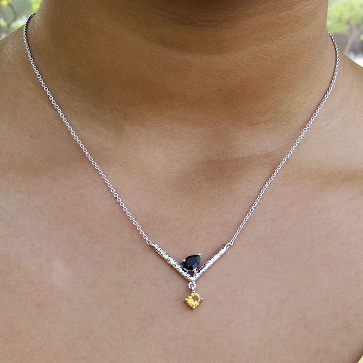 Birthstone Victory Necklace - Onyx, Citrine