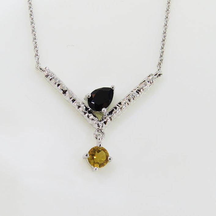 Birthstone Victory Necklace - Onyx, Citrine