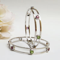 The 7 Chakras Bangle - Peridot, Garnet, Citrine, Amethyst, Ruby, Topaz, Sapphire