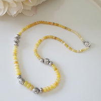 Opal Necklace in Handmade Silver beads