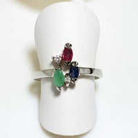 Trio Cluster Ring - Ruby, Emerald,Sapphire