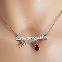 Imbalance Necklace - Garnet, Citrine