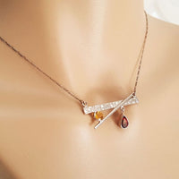 Imbalance Necklace - Garnet, Citrine