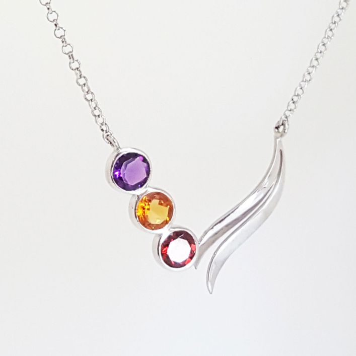 Qonstillation Necklace- Amethyst, Garnet, Citrine 14.04gms