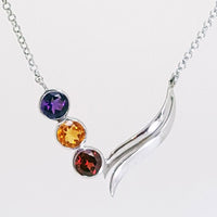 Qonstillation Necklace- Amethyst, Garnet, Citrine 14.04gms