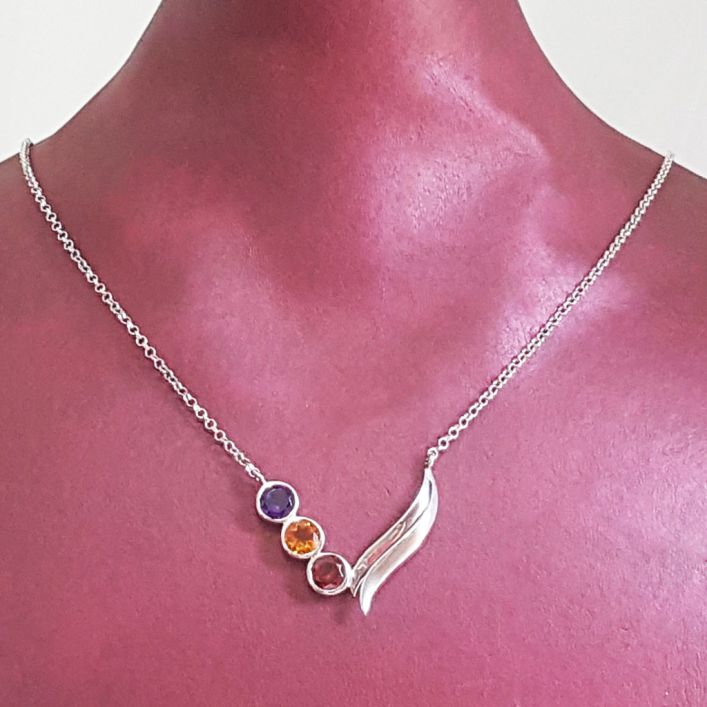 Qonstillation Necklace- Amethyst, Garnet, Citrine 14.04gms