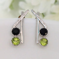 Incline Earrings - Peridot, Onyx