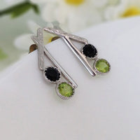 Incline Earrings - Peridot, Onyx