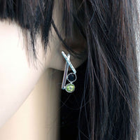 Incline Earrings - Peridot, Onyx