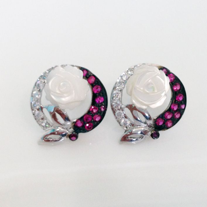 Belle Earrings Ruby Mother Pearl