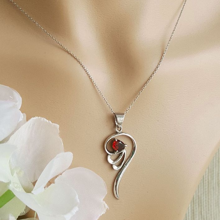 Elegance Pendant - Drop Shape Garnet