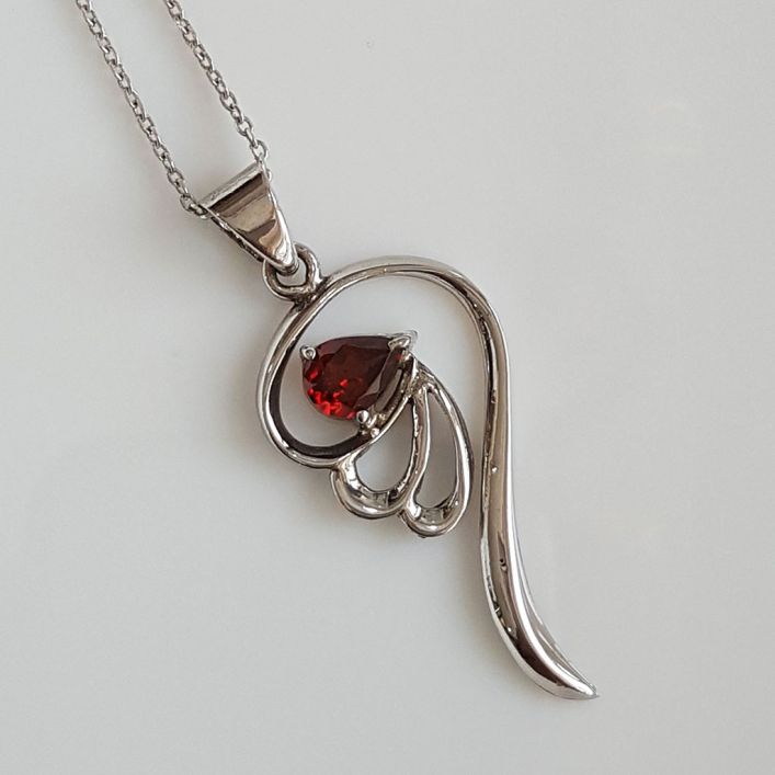 Elegance Pendant - Drop Shape Garnet
