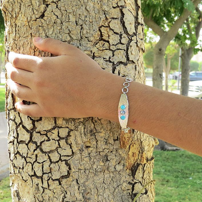 Birthstone Timeline bracelet - Round Shape Turquoise, Feroza, Agate