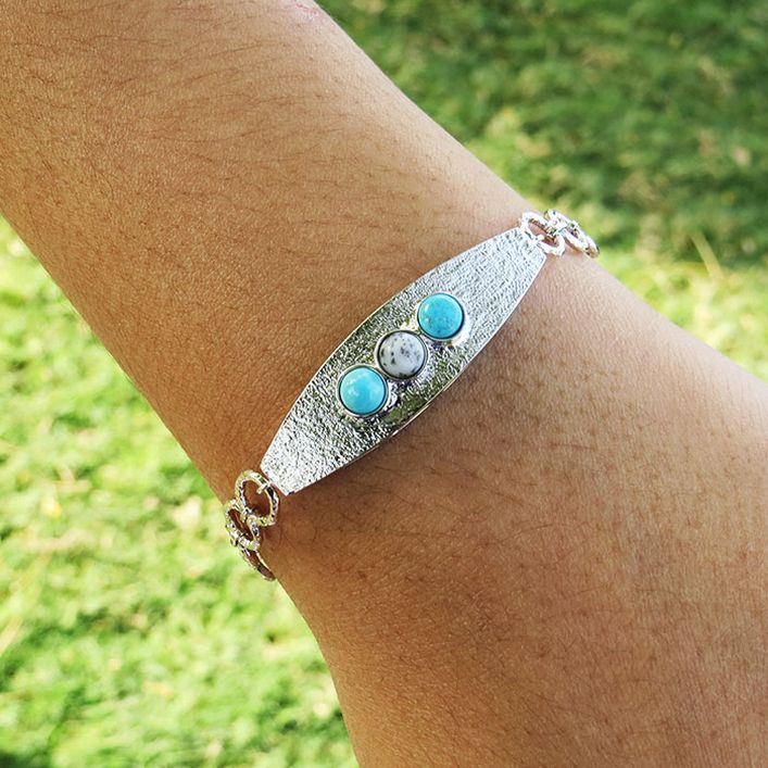 Birthstone Timeline bracelet - Round Shape Turquoise, Feroza, Agate