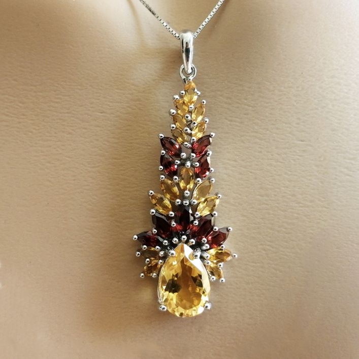 Autumn Pendant - Citrine, Garnet