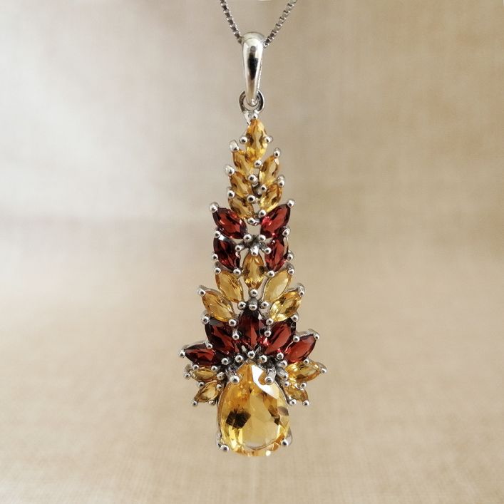 Autumn Pendant - Citrine, Garnet