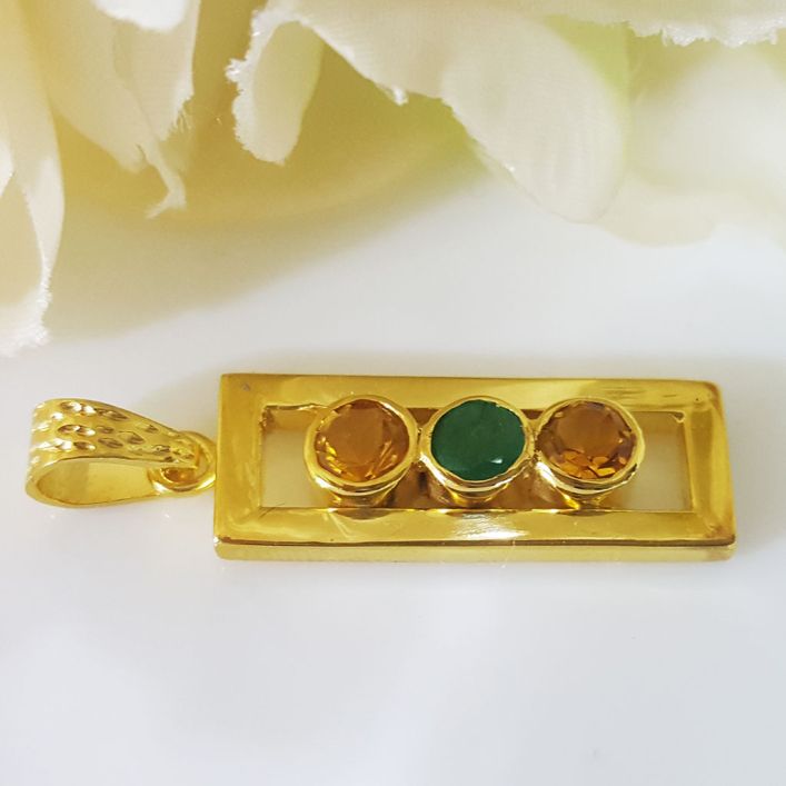 Birthstone Bonded for life Pendant - emerald, citrine