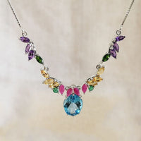 Vibrant Necklace - Blue Topaz, Amethyst, Citrine, Ruby,