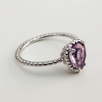 Pear Shape Amethyst Ring in 925 high-quality silver for everyday wear or as a birthstone ring for February