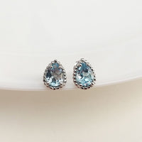 Stipple Pear Studs, Topaz